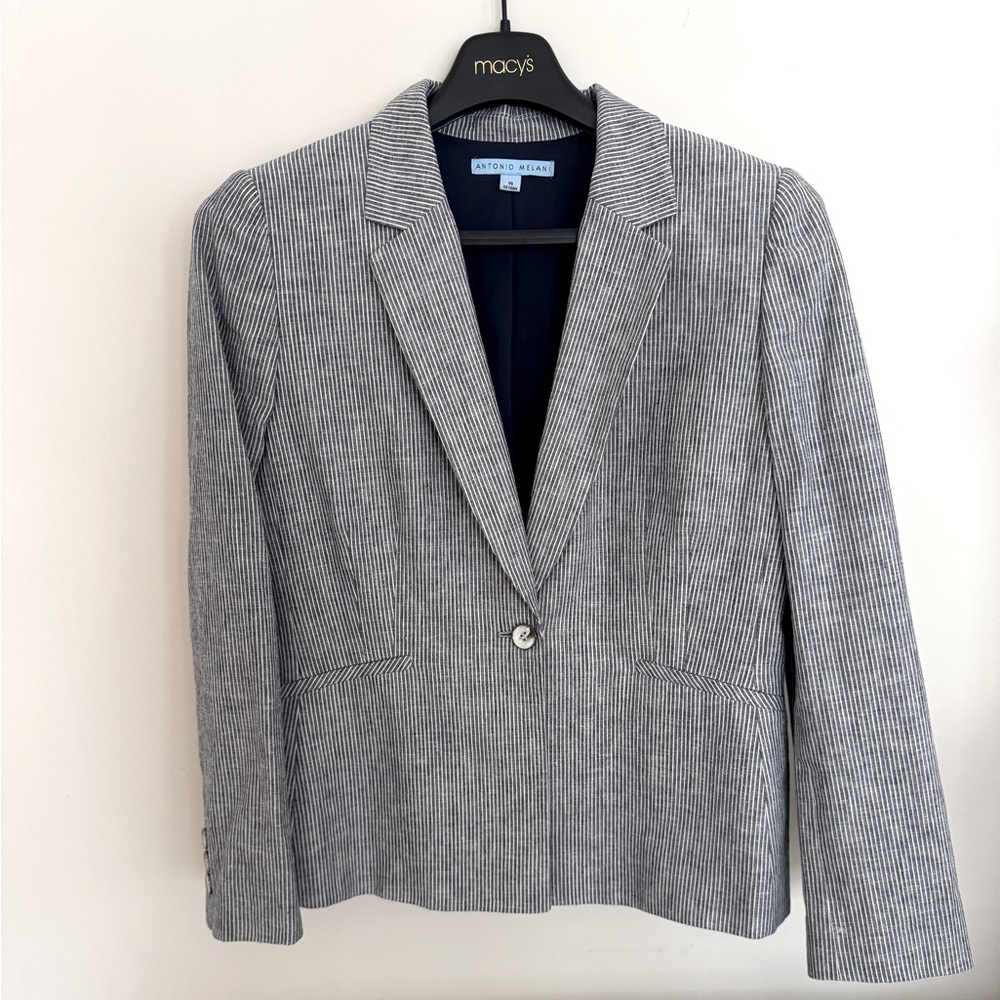 NWOT Antonio Melani Cool Lagoon Louisa Jacket Women’s Size 6 Navy/Ivory Striped